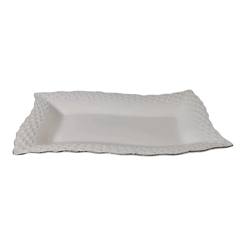 Platou servire, alb, din portelan, Malooki Luxury Collection, 34X20 cm, 517