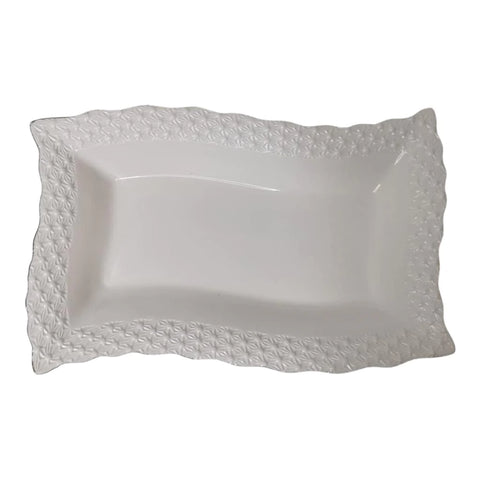 Platou servire, alb, din portelan, Malooki Luxury Collection, 34X20 cm, 517