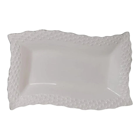 Platou servire, alb, din portelan, Malooki Luxury Collection, 34X20 cm, 517