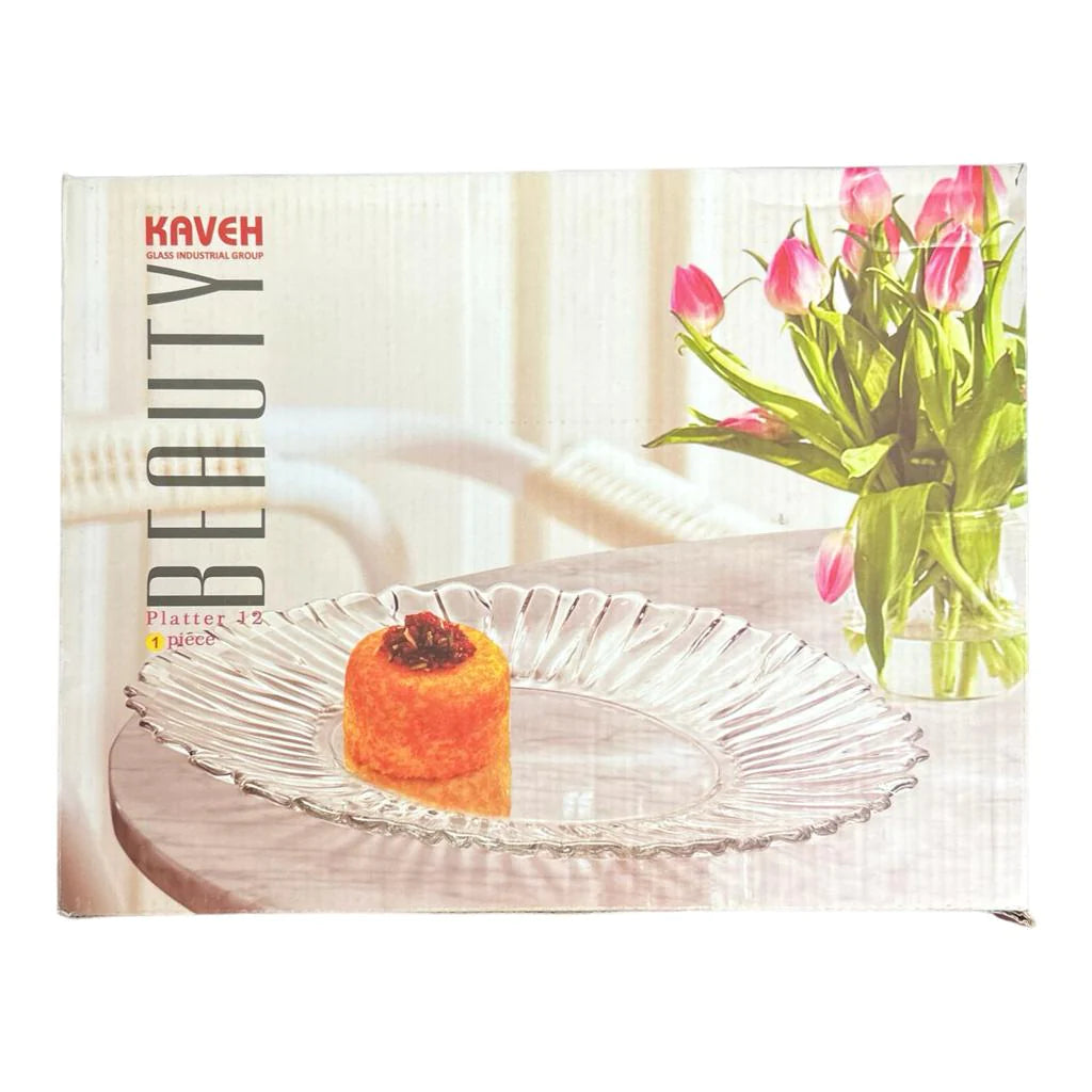 Platou oval din sticla transparenta, Beauty , 27 X 20 X 3 cm