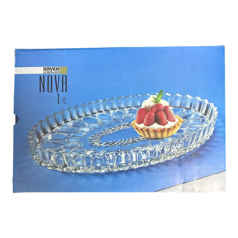 Platou oval din sticla rezistenta, Nova, 30X21X3 cm