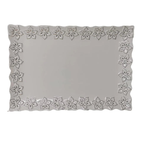 Platou servire, alb cu insertii aurii, din portelan, Malooki Luxury Collection,36X25 cm, 089A
