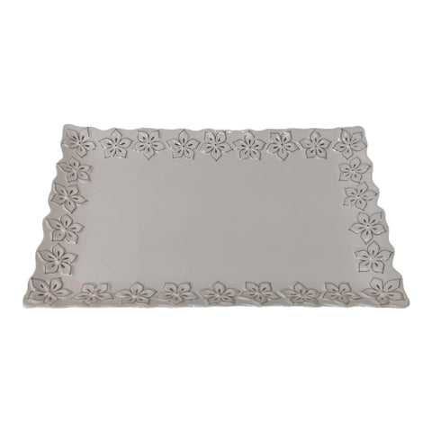 Platou servire, alb cu insertii aurii, din portelan, Malooki Luxury Collection,36X25 cm, 089A