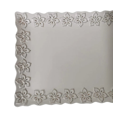 Platou servire, alb cu insertii aurii, din portelan, Malooki Luxury Collection,36X25 cm, 089A