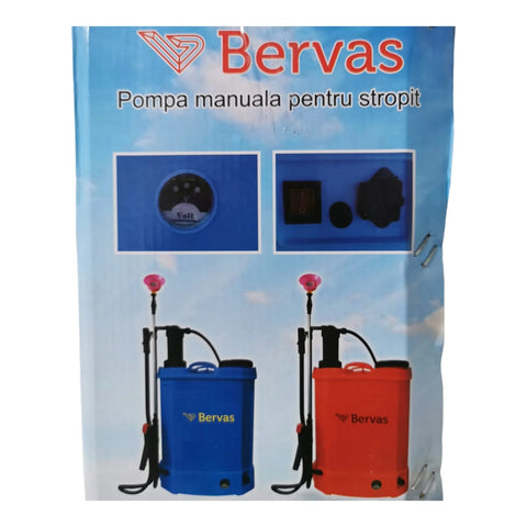 Pompa de stropit 16 L Portabila cu Baterie + actionare manuala, Bervas 7487