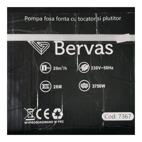 Pompa Fosa Fonta cu Tocator si Plutitor, 3750 W, 28 M, Bervas