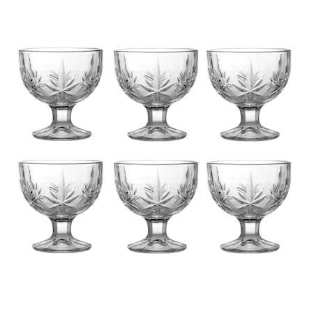 Set 6 cupe inghetata, cu picior, sticla, 300ml