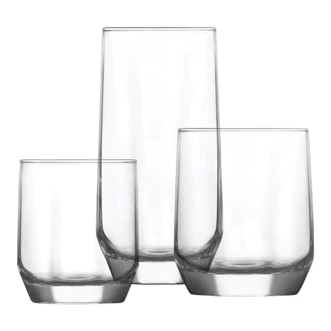 Set 18 pahare sticla Lav Diamond, 215 ml/310 ml/ 385 ml