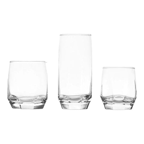 Set 18 pahare sticla Lav Diamond, 215 ml/310 ml/ 385 ml