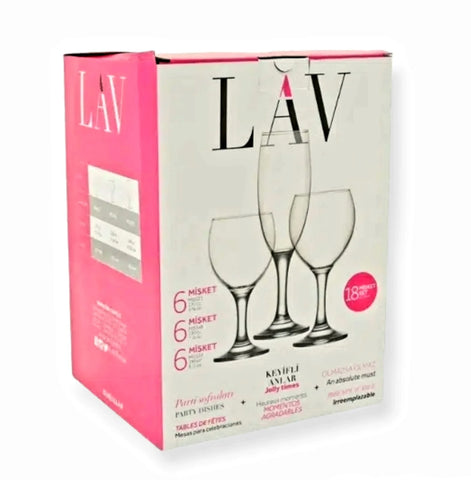 Set 18 pahare Misket pentru vin si sampanie, 190 ml, 260 ml, 210 ml