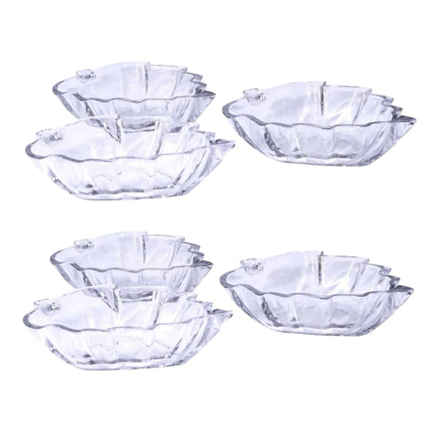Set 6 boluri din sticla transparenta,in forma de frunza
