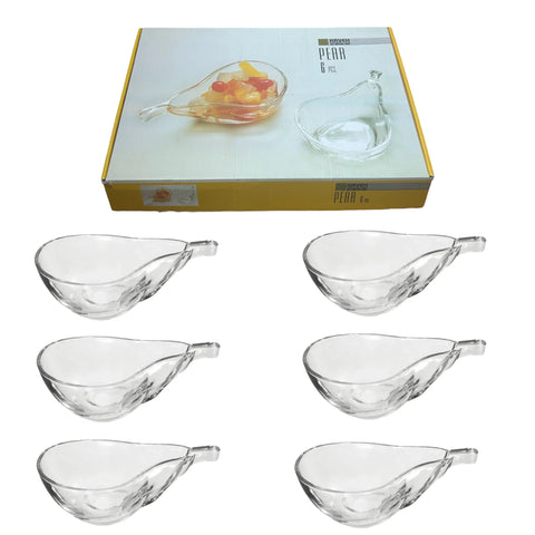 Set 6 boluri din sticla transparenta, in forma de para