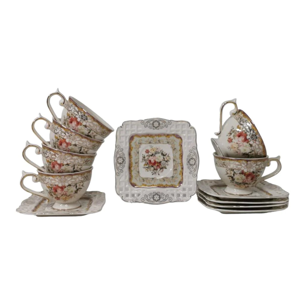 Set 6 cesti cafea/ceai cu 6 farfurioare Malooki Luxury Collection, 190 ml
