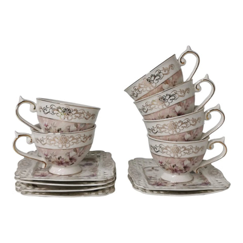 Set 6 cesti ceai/cafea cu 6 farfurioare Malooki Luxury Collection, 190 ml, 7505