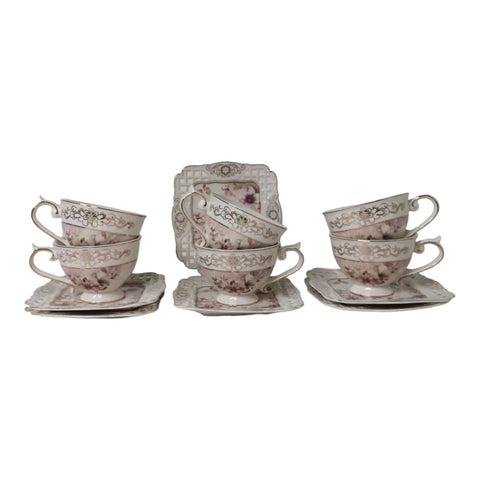 Set 6 cesti ceai/cafea cu 6 farfurioare Malooki Luxury Collection, 190 ml, 7505