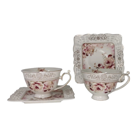 Set 6 cesti cu 6 farfurioare Malooki Luxury Collection, 190 ml, 7505
