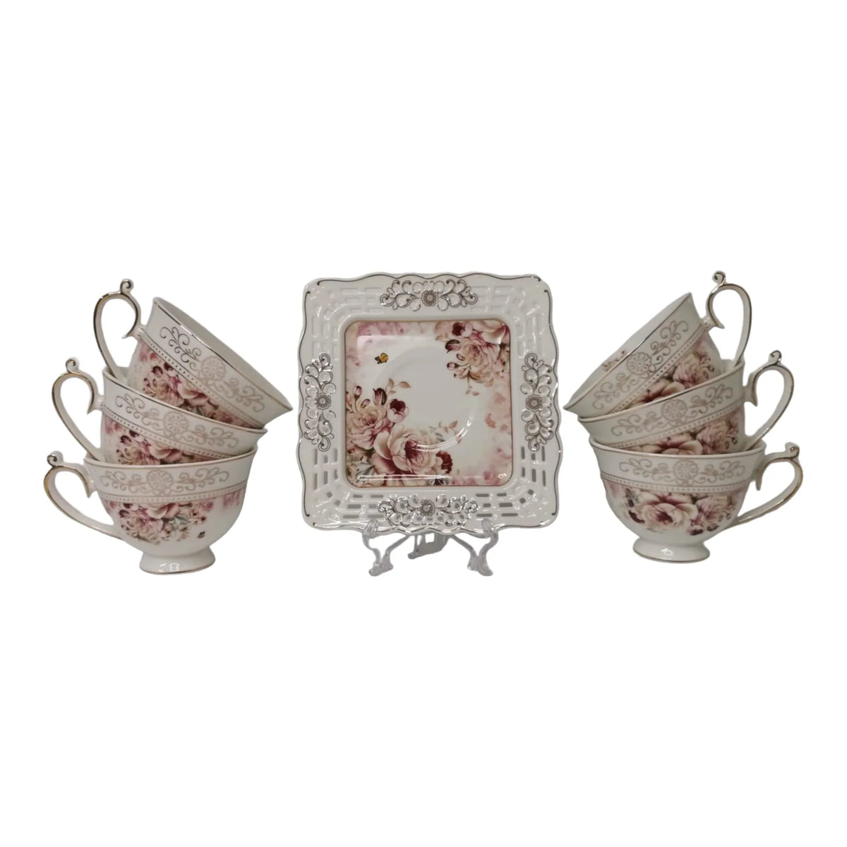 Set 6 cesti cu 6 farfurioare Malooki Luxury Collection, 190 ml, 7505