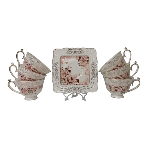 Set 6 cesti cu 6 farfurioare Malooki Luxury Collection, 190 ml, 7505