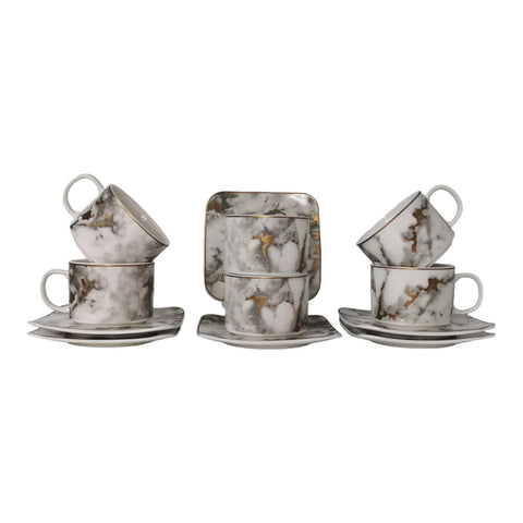 Set de 6 cesti cu 6 farfurii 150 ml, Malooki Luxury Collection