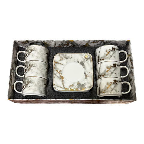 Set de 6 cesti cu 6 farfurii 150 ml, Malooki Luxury Collection