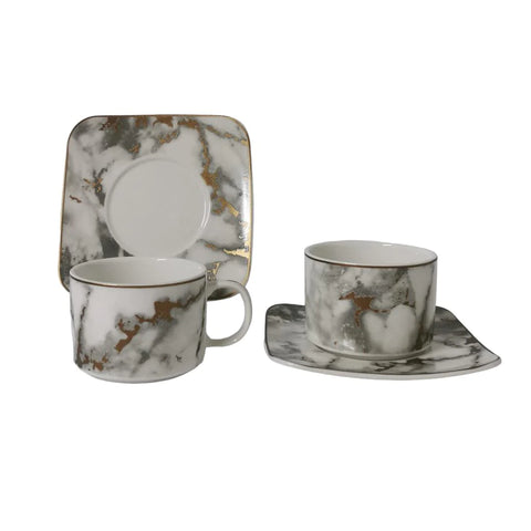 Set de 6 cesti cu 6 farfurii 150 ml, Malooki Luxury Collection