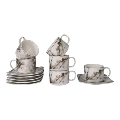 Set de 6 cesti cu 6 farfurii 150 ml, Malooki Luxury Collection