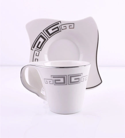 Set 6 cesti cu 6 farfurioare pentru ceai sau cafea, 180 ml Malooki