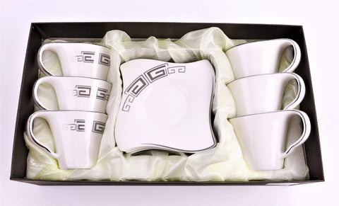 Set 6 cesti cu 6 farfurioare pentru ceai sau cafea, 180 ml Malooki