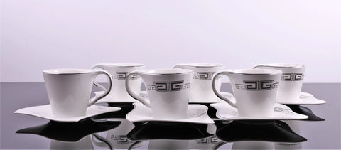 Set 6 cesti cu 6 farfurioare pentru ceai sau cafea, 180 ml Malooki