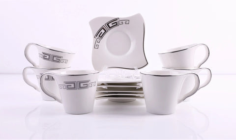 Set 6 cesti cu 6 farfurioare pentru ceai sau cafea, 180 ml Malooki