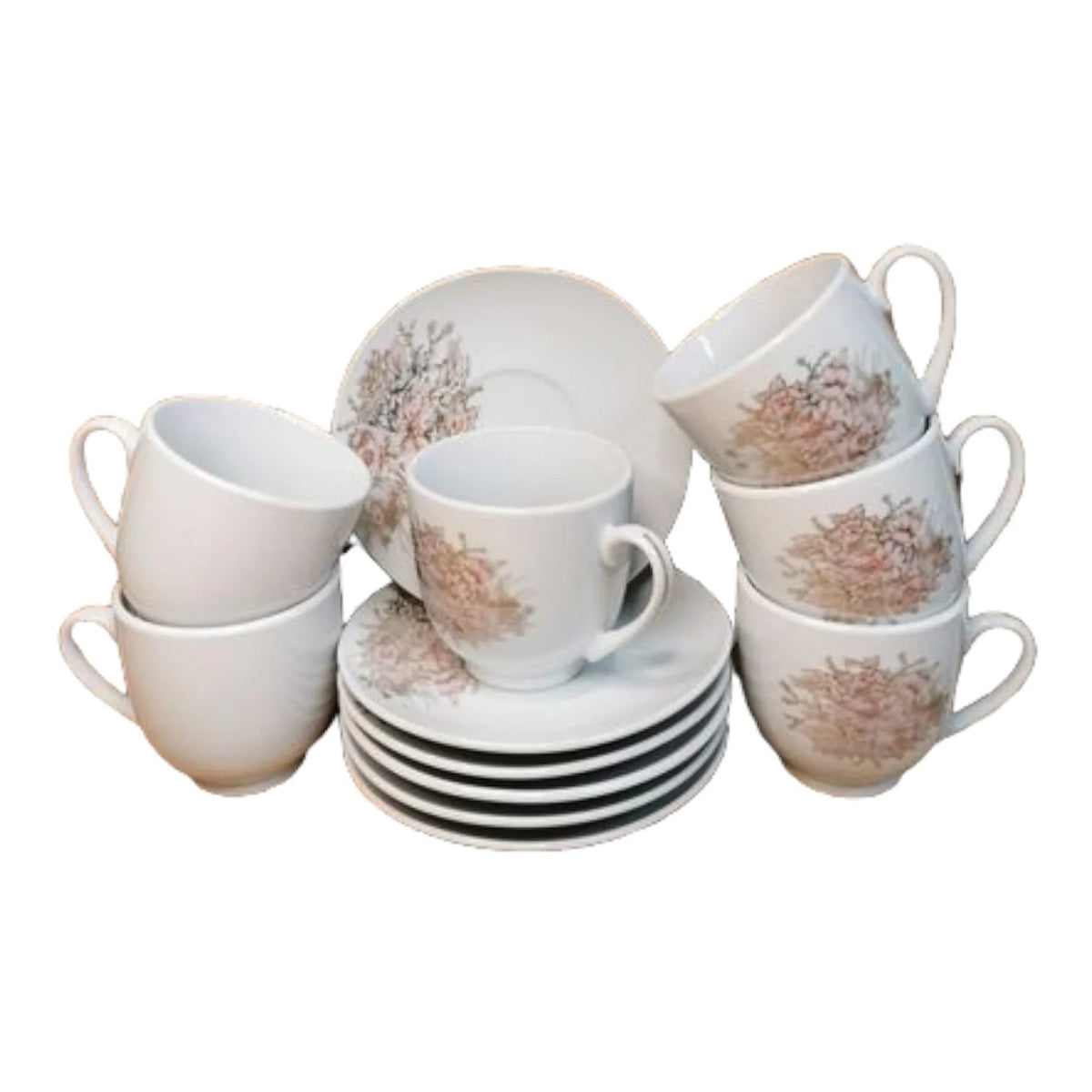 Set de 6 cesti pentru cafea sau ceai, 170 ml, cu 6 farfurioare, Malooki