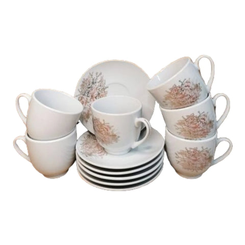 Set de 6 cesti pentru cafea sau ceai, 170 ml, cu 6 farfurioare, Malooki
