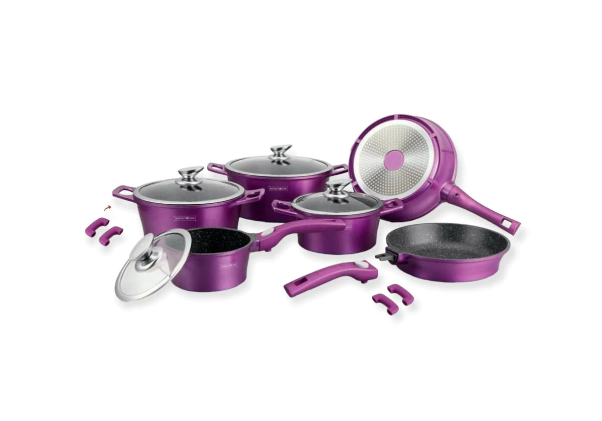 Set cratite 14 piese Royalty Line, Invelis marmura, Mov, RL-ES2014M