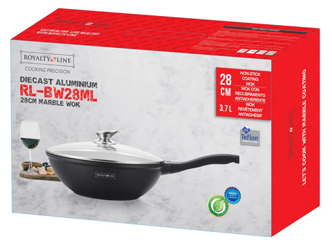 Tigaie wok Royalty Line RL-BW28ML 28 cm, 3,7L interior marmura