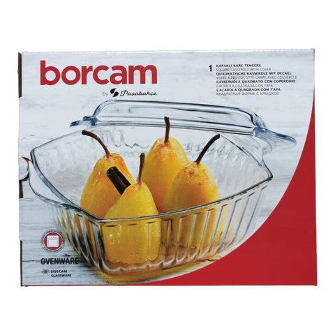 Vas yena termorezistent cu capac, patrat, 1,87 L , Borcam 59029