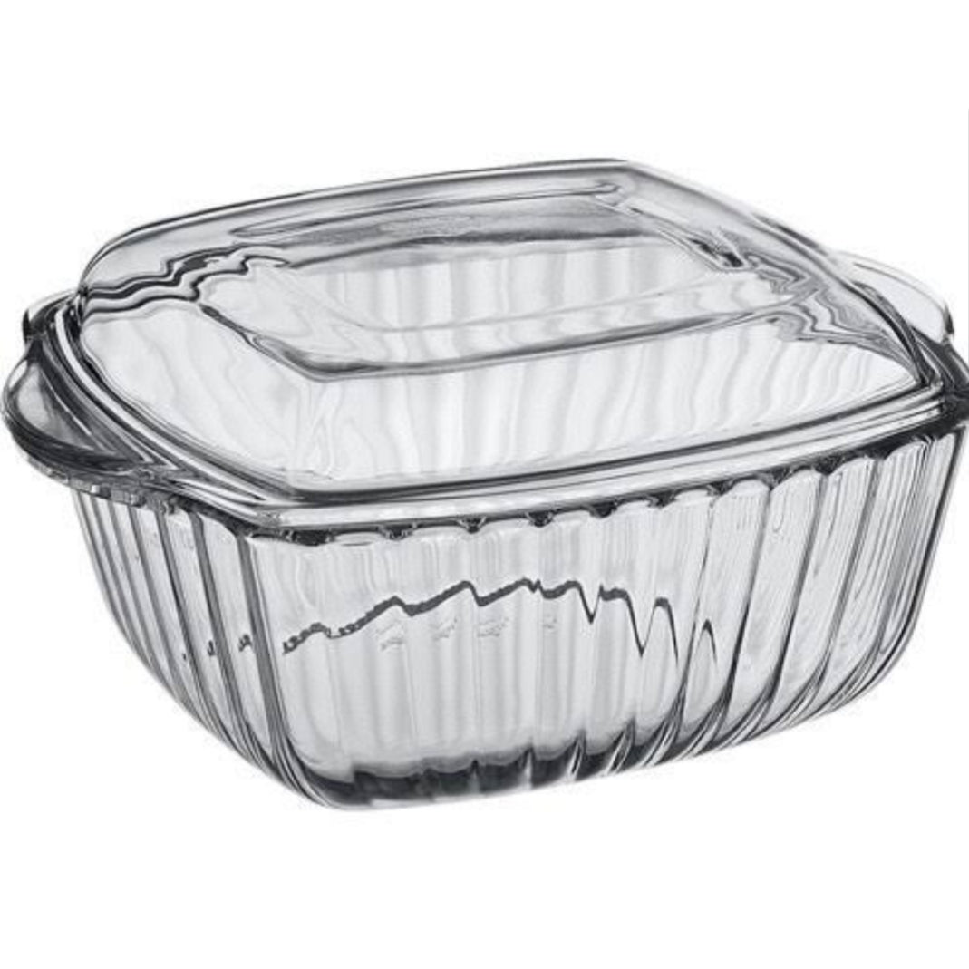Vas termorezistent patrat cu capac 1,170 l Borcam