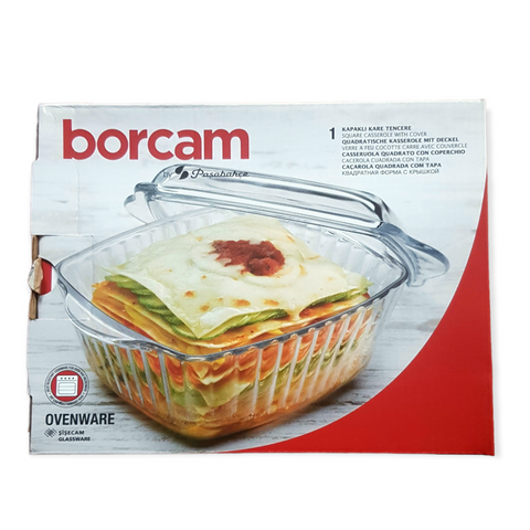 Vas termorezistent patrat cu capac 1,170 l Borcam
