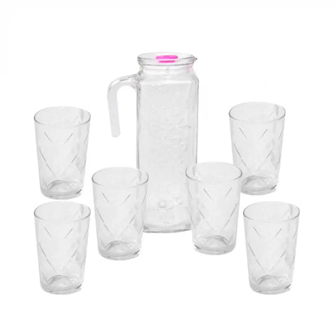 Set de 6 Pahare LAV din sticla cu Carafa pentru suc si apa