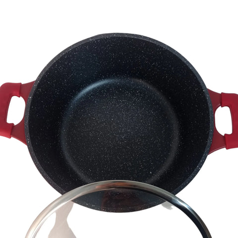 Cratita marmorata 6,1 L Royalty line, invelis marmura, Rosu cu Negru