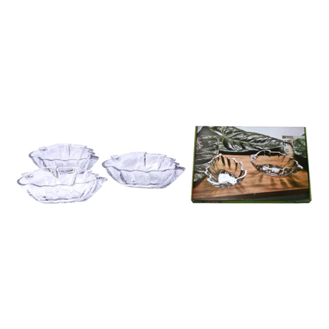 Set 6 Boluri din Sticla in forma de Frunza 14 x 10 x 4 cm