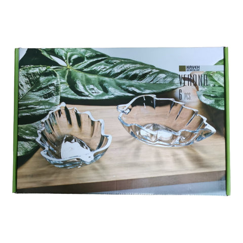 Set 6 Boluri din Sticla in forma de Frunza 14 x 10 x 4 cm