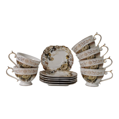Set 6 cesti pentru ceai sau cafea cu 6 farfurioare Malooki, Luxury Collection 7506