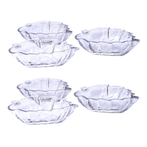 Set 6 Boluri din Sticla in forma de Frunza 14 x 10 x 4 cm