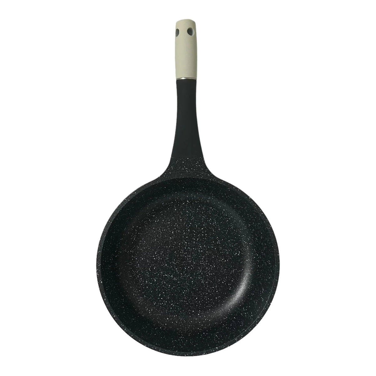 Tigaie cu invelis de marmura Royalty Line, 24 cm, Maner detasabil, Alb