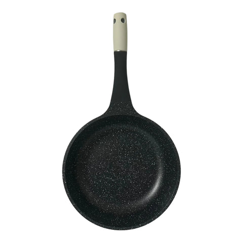 Tigaie cu invelis de marmura Royalty Line, 24 cm, Maner detasabil, Alb