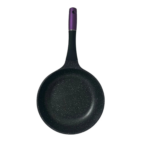 Tigaie cu invelis de marmura Royalty Line, 24 cm, Maner detasabil, Mov