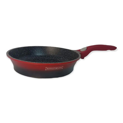 Tigaie cu Invelis de Marmura Royalty Line, 24 cm, Maner detasabil, Rosu cu Negru