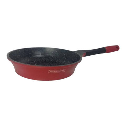 Tigaie cu invelis de marmura Royalty Line, 24 cm, Maner detasabil, Rosu
